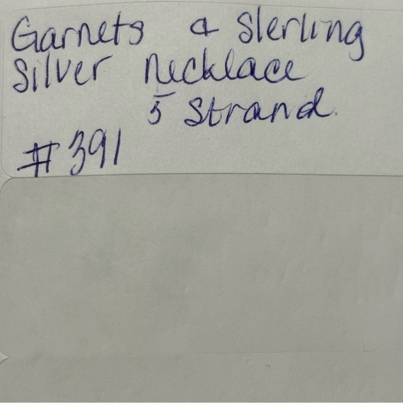 Garnet and sterling silver beaded 5 strand necklace 16” length 8” drop - Picture 3 of 6